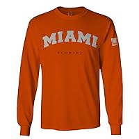 Cool Vintage Retro Miami Florida Beach Graphic Men's Long Sleeve t Shirt (Orange 2X Large)