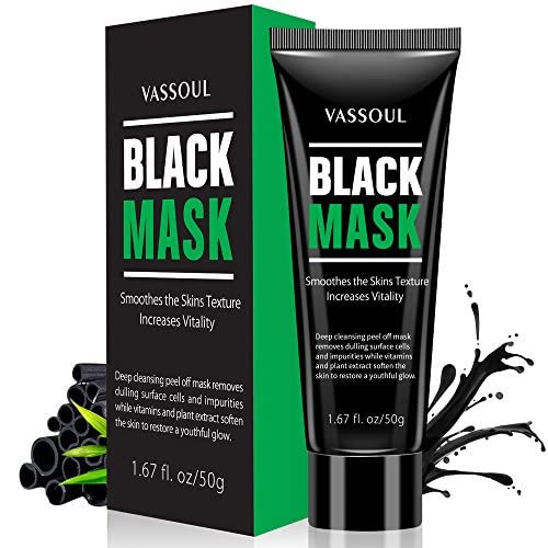 Vassoul Blackhead Remover Mask, Peel Off Blackhead Mask - Deep Cleansing Black Mask, Bamboo Activated Charcoal Peel-Off Mask (V002)