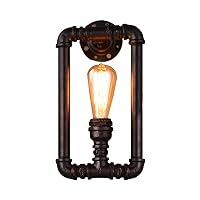 Retro Industry Water Pipe Wall Light Fixture Antique Steampunk Wrought Iron Edison E27 Wall Sconce Lamp Lantern for Living Room Aisle Pub Garage Wall Lighting Stylish