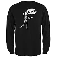 Halloween Oh Snap Skeleton Black Adult Long Sleeve T-Shirt - Small