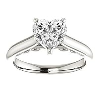 Mois 5 CT Heart Colorless Moissanite Engagement Ring, Wedding/Bridal Ring Set, Solitaire Halo Style, Solid Gold Silver Vintage Antique Anniversary Promise Ring Gift for Her