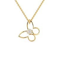 Certified Cross Butterfly Pendant in 14K White/Yellow/Rose Gold with 0.08 Ct Round Natural Diamond & 18k Gold Chain Necklace for Women | Elegant Diamond Necklace for Wife, Mother, Sister (IJ, I1-I2)