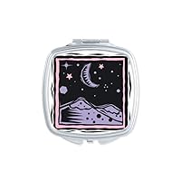 Purple Mountain Moon Star Element Engraving Mirror Portable Compact Pocket Makeup Double Sided Glass
