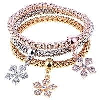 3Pcs Love Heart Bracelet For Women Crystal Owl Music Note Boy Girl Heart Bracelets Pulseria Feminina Jewelry Gift (SL827)