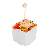 Restaurantware 3 Ounce Mini Dessert Cups 100 Square Small Appetizer Cups - Disposable Heavy-Duty White Plastic Parfait Cups Serve Mousse Puddings Snacks Or Samples For Weddings Or Parties