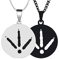 2PCS Solid Steel Engraved Turkey Tracks Walking Hunting Print Mens Womens Pendant Necklace Chain