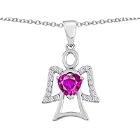 Sterling Silver Guardian Angel Love and Protection Heart Pendant