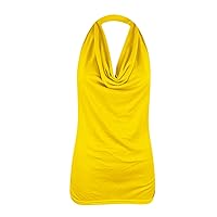 Going Out Tops for Women Halter Neck Ruched Tank Top Sexy Casual Camisole Vest Slim Fit Summer Tanks T-Shirt Blouse