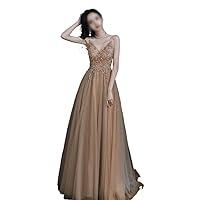 Strap Evening Dress Women's Annual Party Birthday Party Long Style Banquet Dress
