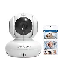 Emerson WiFi Baby Monitor/Pet Nanny Camera, Two Way Audio, Night Vision, Temperature Monitor, Pan/Tilt, Motion Detection, HD, 1080P, ER108002