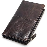 Wallet for Men Men's Wallet Multi-function Vintage Leather Clutch (Color : Coffee, Size : S)