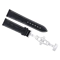 22MM LEATHER BAND STRAP COMPATIBLE WITH 43MM TISSOT T0914204605101 DEPLOY CLASP BLACK WS