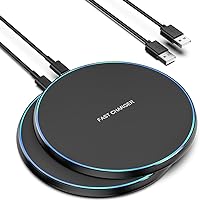 Wireless Charger Compatible with iPhone 15 14 13 12 11 Pro Max/Mini/Plus/XR/X/8, 15W Max Fast Wireless Charging Pad Mat for Samsung Galaxy S23/S22/S21/S20/S10, Galaxy Buds, 2 Pack