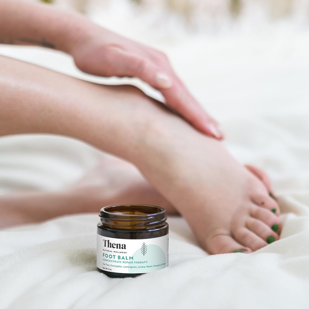 Thena Extra Strength Foot Repair Balm For Athletes Foot Treatment Dry Heels Itchy Cracked Feet Toenails Jock Itch Rashes Ringworm Treatment for Humans Best Natural Foot Care