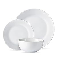 Safdie & Co. - Plain White Plates and Bowls Sets, Modern Dinnerware Set, Kitchen Dinnerware Sets, Indoor and Outdoor Plates, 12-Piece Kitchen Plates and Bowls Set, Dishwasher Safe
