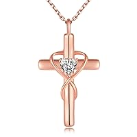 18K Gold Plated Cross Necklace for Women, 925 Sterling Silver Necklaces for Women, Infinity Heart Jewelry with 5A Cubic Zirconia, Anniversary Birthday Baptism Christian Gifts for Women Her Girl