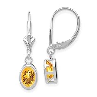 14k Yellow Gold Polished Citrine Diamond Oval Leverback Earrings Measures 26x6mm Wide Jewelry for Women