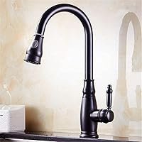Faucets, Sink Faucet,Kitchen Water Tap Ribbon Copper Ribbon Pulls Out Head Toilet Bath Water Tap Basin Water Tap/Black