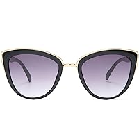SKYWAY Oversized Round Sunglasses for Women Cat Eye Sun Glasses Shades for Driving Metal Frame UV400 Protection