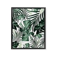 Society6 Anita Bella Jantz Tropical Jungle Leaves 4 Black Framed Art Canvas, 16