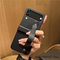Wrist Strap Bracket Simple Case for Samsung Galaxy Zflip3 Z Flip4 Cover,Black,for Samsung Z Flip 3