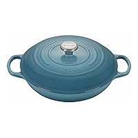 Le Creuset 3 3/4 Qt. Signature Braiser w/Additional Engraved Personalized Stainless Steel Knob - Caribbean