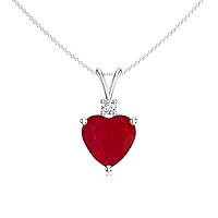 Natural Ruby Heart shaped Pendant for Women in Sterling Silver / 14K Solid Gold/Platinum