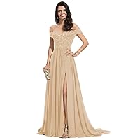 Off The Shoulder Prom Dresses for Women Lace Appliques Formal Evening Dresses Elegant Lace-up Back A-line Maxi Gown FAX122