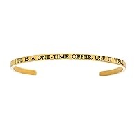 Intuitions Stainless Steel Yellow Finish life Is a One-time Offer, Use It Well Cuff Bangle