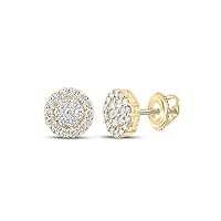 The Diamond Deal 10kt Yellow Gold Mens Round Diamond Cluster Earrings 1-5/8 Cttw