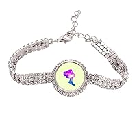 Avatar Star Girl Outline Tennis Chain Anklet Bracelet Diamond Jewelry
