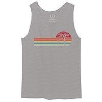 Vintage Retro Sunset Beach Graphic Palm surf Tree Vacation Tropical Summer Men's Tank Top