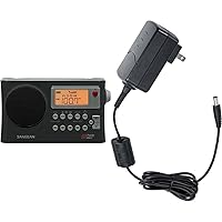 Sangean PR-D4W AM/FM Weather Alert Portable Radio with Bandwidth Narrowing, AM Auto Tracking & ADP-PRD18 Switching Power AC Adapter for Models PR-D18, PR-D4W, SG-104 and CL-100 (Black)