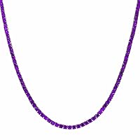 ANGEL SALES 10.00 Ct Round CZ Purple Amethyst 18 Inches Necklace For Men's & Women's 14K Black Gold Finish