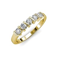 Natural Diamond 5 Stone Bar Set Womens Wedding Band Stackable 0.75 ctw 14K Gold