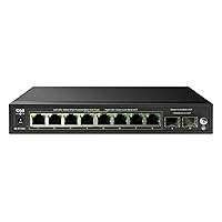 10-Port Gigabit Network Switch with 8 PoE+ Ports @125W with 2 Combo SFP Slots, Unmanaged PoE Switch, 802.3af/at Compliant, Desktop/Wall-Mount, Plug & Play, VLAN Mode, Metal Case Fanless (WS2082A)