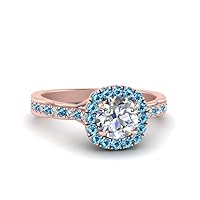 Choose Your Gemstone Antique French Pave Halo Diamond CZ Ring Rose Gold Plated Round Shape Halo Engagement Rings Matching Jewelry Wedding Jewelry Easy to Wear Gifts US Size 4 to 12