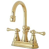 Kingston Brass KS2612BL Vintage 4-Inch Centerset Lavatory Faucet with Brass Pop-Up, Polished Brass
