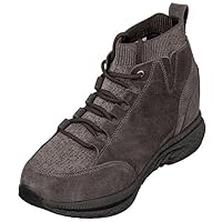 CALTO Men's Invisible Height Increasing Elevator Shoes - Fashion High Top Technical Sneakers - 3 Inches Taller