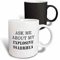 3dRose Ask Me About My Explosive Diarrhea Mug, 11 oz, Black/White,mug_222167_3