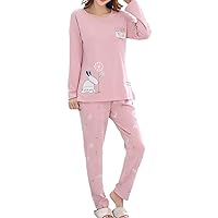 Vopmocld Young Girls Lovely Bunny Pajama Sets Cotton Long Sleeve Pjs Clothes Sleepwear Shirts