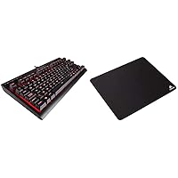 Corsair Gaming CH-9115020-UK K63 Cherry MX Red Backlit 10 Key-Less UK Mechanical Gaming Keyboard - Black & MM100 Medium Cloth Surface Mousepad - Black