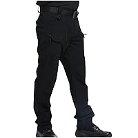 Men's Multi Pocket Cargo Pants, Outdoor Hiking Pants Solid Stretch Straight Leg Trousers Camping Work Wear Pants