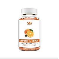 VitaGlobe Vitamin C 250mg Orange Gummy Slices - Immune System Booster, Non-GMO, Vegan and Natural Orange Flavor, 60 Count (Pack of 1)