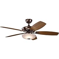 Kichler 330013OBB Canfield Pro-52 Ceiling Fan with Light Kit, Oil Brushed Bronze Finish with Cherry/Walnut Blade Finish