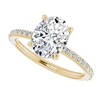 10k white gold 3.00 CT Classic 4-Prong Simulated Diamond or Genuine Moissanite Engagement Ring Graduated Side Stones Promise Bridal Ring