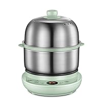 Electric Small Food Steamer 2 Tier, Egg Cooker with Steaming & Frying, Stainless Steel Vegetable Steamer for Cooking, Anti-dry Burn Protection, 9.5h Preset, 360W, ZDQ-B14Y5
