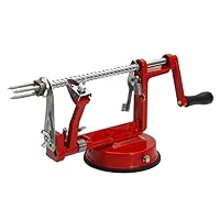 Apple Peeler Corer, Long lasting Chrome Cast Magnesium Alloy Apple Peeler Slicer Corer with Stainless Steel Blades and Powerful Suction Base for Apples and Potato(Red) New