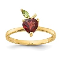 2.25mm 14k Gold Garnet and Peridot Apple Ring Jewelry for Women