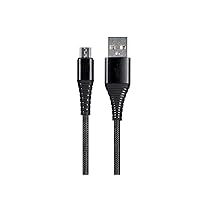 Monoprice USB 2.0 Micro B to Type A Charge & Sync Cable - 6 Feet - Black | Nylon-Braid, Durable, Kevlar-Reinforced - AtlasFlex Series